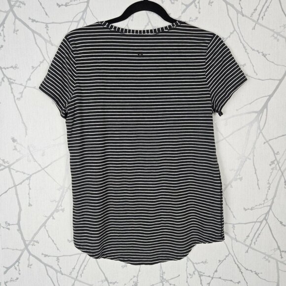Lululemon Gray Stripe Pima Cotton Blend Round Neck Love Tee - Picture 2 of 3